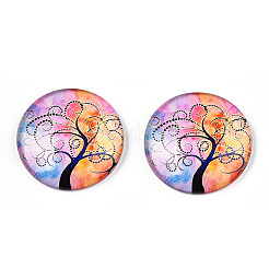 Half Round/Dome Tree Pattern Glass Flatback Cabochons for DIY Projects&nbsp;GGLA-Q037-25mm-M28-09