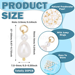 30Pcs Natural Freshwater Pearl Potato & Shell Pearl Round Bead Pendants&nbsp;PALLOY-TA00375