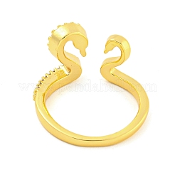 304 Stainless Steel Cubic Zirconia Open Cuff Ring for Women&nbsp;LS-RJEW-S406-05G-03