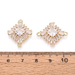 Brass Pave Clear Cubic Zirconia Connector Charms&nbsp;KK-N284-11G
