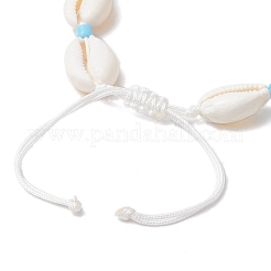 Natural Cowrie Shell & Alloy Charm Beaded Braided Bead Bracelets for Women&nbsp;BJEW-JB11905