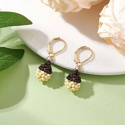 Handmade Glass Seed Beads Leverback Earrings&nbsp;EJEW-MZ00572