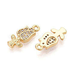 Brass Micro Pave Clear Cubic Zirconia Pendants&nbsp;KK-T074-112C-G
