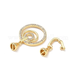 Brass Micro Pave Clear Cubic Zirconia Fold Over Clasps&nbsp;KK-K428-04G