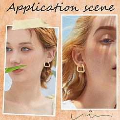 3Pairs Ion Plating(IP) 304 Stainless Steel Trapezoid Hoop Earrings for Women&nbsp;EJEW-BBC0001-40