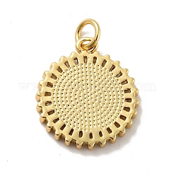 Flat Round with Saint Brass Micro Pave Clear Cubic Zirconia Pendants&nbsp;KK-G419-25G
