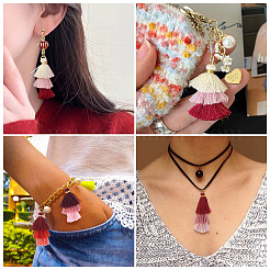 24Pcs 12 Colors Polycotton(Polyester Cotton) & Nylon Tassel Pendant Decorations&nbsp;FIND-TA0009-01
