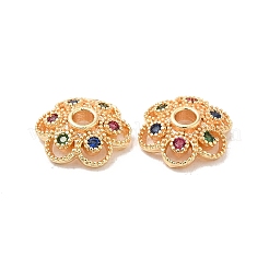 Brass with Clear Cubic Zirconia Bead Caps&nbsp;KK-Q773-07G