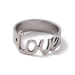 Non-Tarnish 201 Stainless Steel Word Love Finger Ring&nbsp;RJEW-J051-44P