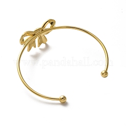304 Stainless Steel Bowknot Cuff Bangles for Women&nbsp;AJEW-R100-01B-G