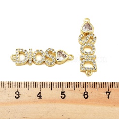 Rack Plating Brass Micro Pave Clear Cubic Zirconia DIOS Links Connector Charms&nbsp;KK-S379-23G