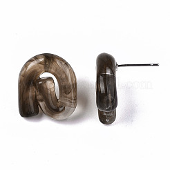 Transparent Resin Stud Earrings&nbsp;EJEW-T012-01-B01