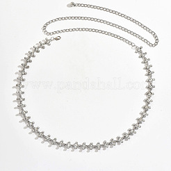 Alloy Crystal Rhinestone Flat Round Link Waist Chains for Women&nbsp;WGC7710-01