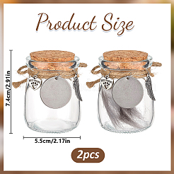 2Pcs 2 Styles Transparent Glass Empty Bottles with Alloy Feather Charms&nbsp;AJEW-DR00028