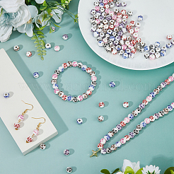 210Pcs 6 Styles Floral Printed Porcelain Beads&nbsp;PORC-DC0001-15