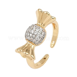 Brass Micro Pave Cubic Zirconia Cuff Rings&nbsp;RJEW-C140-14G