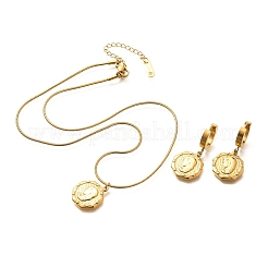 Octagon with Women 304 Stainless Steel Necklaces & Hoop Earring Set for Women&nbsp;SJEW-C007-09G