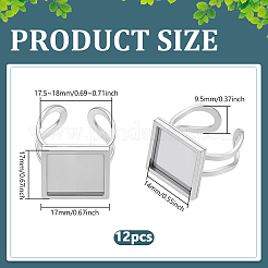12Pcs 201 Stainless Steel Cuff Pad Ring Settings&nbsp;STAS-BC0004-09B