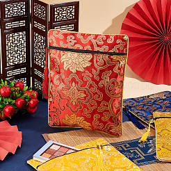 4Pcs 4 Colors Ethnic Style Silk Sutra Book Zipper Pouch&nbsp;ABAG-GA0001-27
