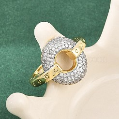 Brass Micro Pave Clear Cubic Zirconia Cuff Open Rings&nbsp;RJEW-T028-02A-G