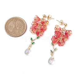 3 Pairs 3 Color Flower of Life Glass Dangle Stud Earrings&nbsp;EJEW-TA00350