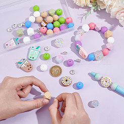 DIY Round & Milk Tea & Donuts Silicone Beadable Pen Making Kits&nbsp;DIY-PH0023-08