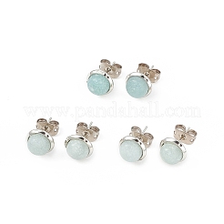 Gemstone Half Round Stud Earrings&nbsp;EJEW-P220-02P