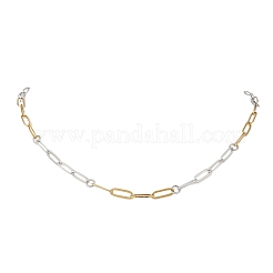 4MM Two Tone 304 Stainless Steel Paperclip Chain Necklaces&nbsp;NJEW-JN05625