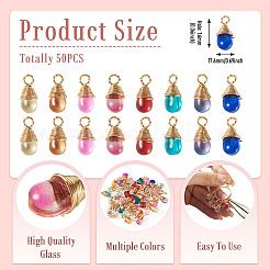 50Pcs Imitation Jade Glass Pendants&nbsp;PALLOY-TAC0219