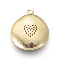 Golden Plated Brass Micro Pave Cubic Zirconia Pendants&nbsp;KK-F809-07G-01
