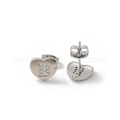 Rack Plating Brass Micro Pave Clear Cubic Zirconia Stud Earrings&nbsp;EJEW-K299-01P-B