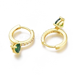 Brass Micro Pave Cubic Zirconia Huggie Hoop Earrings&nbsp;ZIRC-H102-14A-G