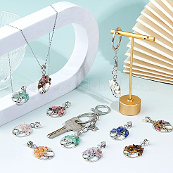 36Pcs 9 Colors Tibetan Style Alloy & Gemstone Chip European Dangle Charms&nbsp;PALLOY-FH00147