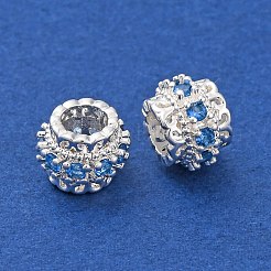 Brass Micro Pave Cubic Zirconia European Beads&nbsp;KK-H513-06S