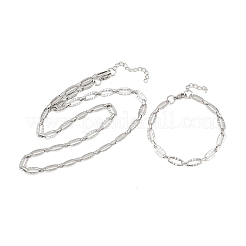 304 Stainless Steel Oval Link Chain Bracelet & Necklace Jewelry Sets&nbsp;SJEW-L199-03P