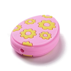Easter Egg with Flower Silicone Beads&nbsp;SIL-R014-06B