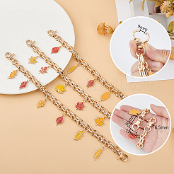 3Pcs 3 Styles Leaf Alloy Chains Bag Extender Chains&nbsp;AJEW-PH01582