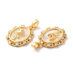 Brass Micro Pave Cubic Zirconia Pendants&nbsp;KK-I703-01B-G