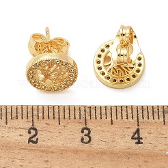 Brass Micro Pave Clear Cubic Zirconia Stud Earrings&nbsp;EJEW-D305-12G