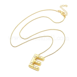 Brass & Plastic Pearl Letter Pendant Box Chain Necklaces for Women&nbsp;NJEW-U017-01G-05