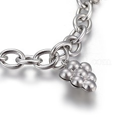 Tarnish Resistant 304 Stainless Steel Charm Bracelets&nbsp;BJEW-L637-18-P