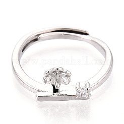 Flower Brass Micro Pave Cubic Zirconia Cup Peg Ring Settings&nbsp;KK-N274-31P