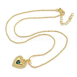 Brass Pave Cubic Zirconia Peach Heart Pendant Necklaces for Women&nbsp;LS-NJEW-Q346-03G-01