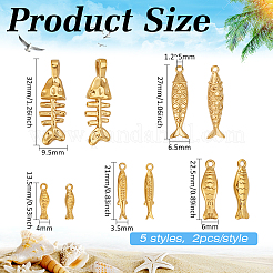 10Pcs 5 Styles Stainless Steel Pendants&nbsp;STAS-BC0004-33G