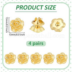 4 Pairs Flower Alloy Lapel Pin Backs for Backpack Clothes&nbsp;JEWB-BC0001-12G