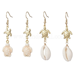 2 Pairs Stainless Steel & Natural Shell Dangle Earrings&nbsp;EJEW-JE06935