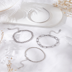 4Pcs Edgy Punk Style Alloy Bracelet Set with Heavy Metal Geometric Chains - 4 Pieces&nbsp;BJEW-LP0001-22