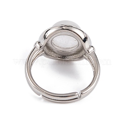 Natural Quartz Crystal Round Adjustable Rings&nbsp;RJEW-K271-04P-07