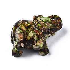Elephant Assembled Natural Bronzite & Synthetic Imperial Jasper Model Ornament&nbsp;G-N330-62