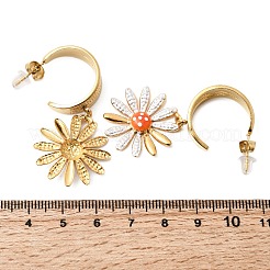 Daisy Flower 304 Stainless Steel Dangle Stud Earrings&nbsp;EJEW-A158-05G